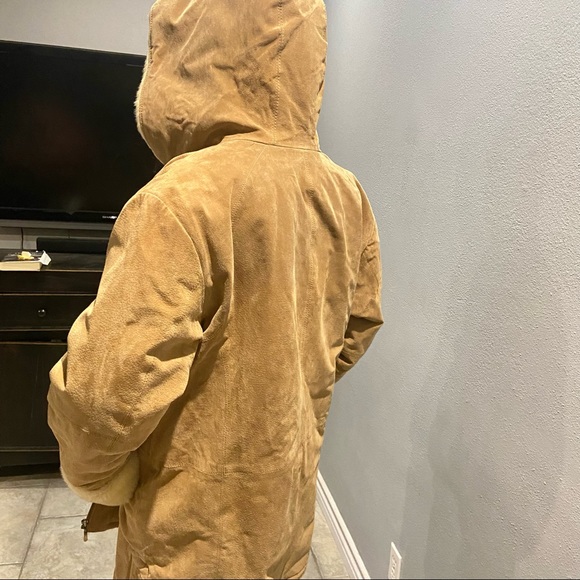 St John’s Bay Leather Winter Coat with hood Sherpa Lining - Picture 5 of 15